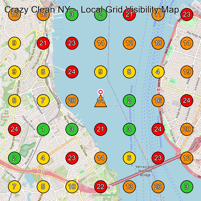 Crazy Clean NY House Cleaning Service GeoGrid ranking map for Staten Island NY